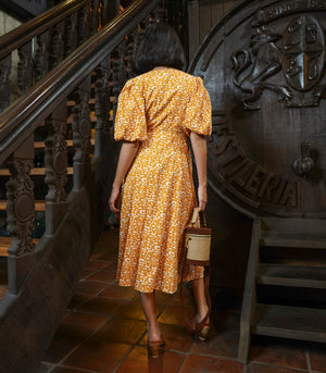 Oshawa Tie-Knot Midi Dress (Marigold)