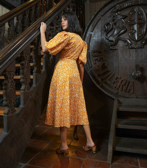 Oshawa Tie-Knot Midi Dress (Marigold)