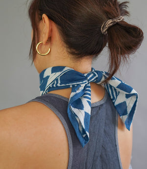 Anavi  Hand Block Bagru Scarf       ( Indigo)