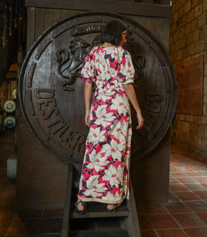 Ugento Linen Cutout Dress (Floral)