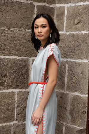 La Filippine Open Caftan           (Orange & Blue)
