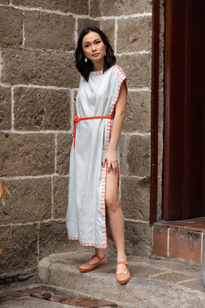 La Filippine Open Caftan           (Orange & Blue)