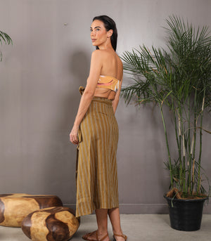 Vaslui Midi Wrap Skirt (Coyote Stripes)