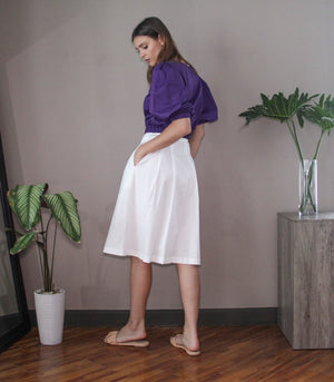 Florence Fling Capri Button-Down Skirt (White)
