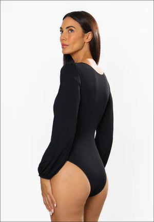 Agua Brazilian Iris Maillot Long Sleeve (Black)