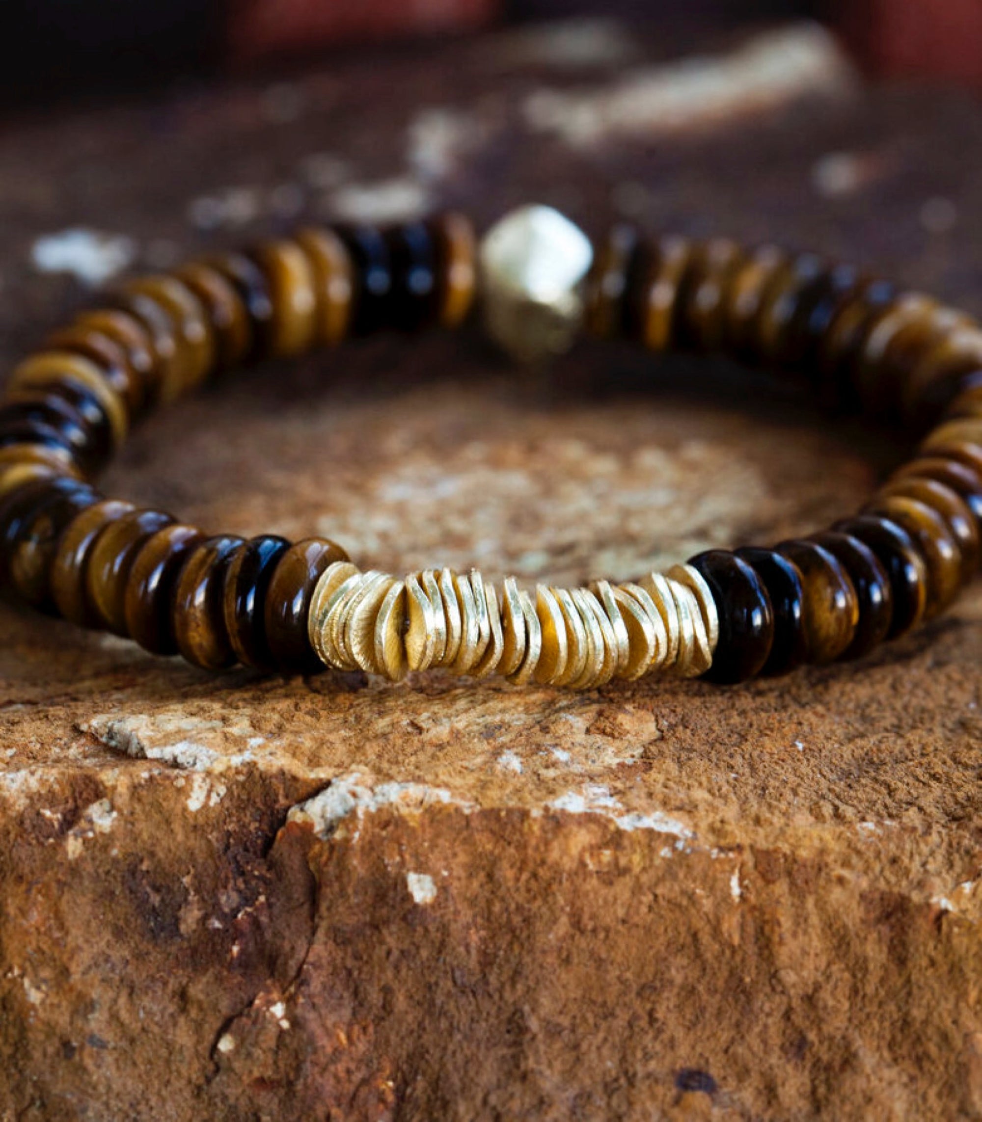 Live the Dream Bracelet - Tiger Eye Heishi Crystals LIVE-AU2