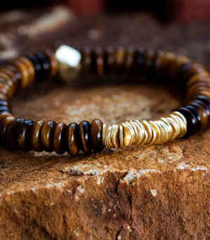 Live the Dream Bracelet - Tiger Eye Heishi Crystals LIVE-AU2