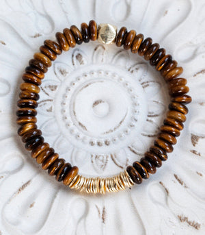 Live the Dream Bracelet - Tiger Eye Heishi Crystals LIVE-AU2