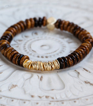 Live the Dream Bracelet - Tiger Eye Heishi Crystals LIVE-AU2