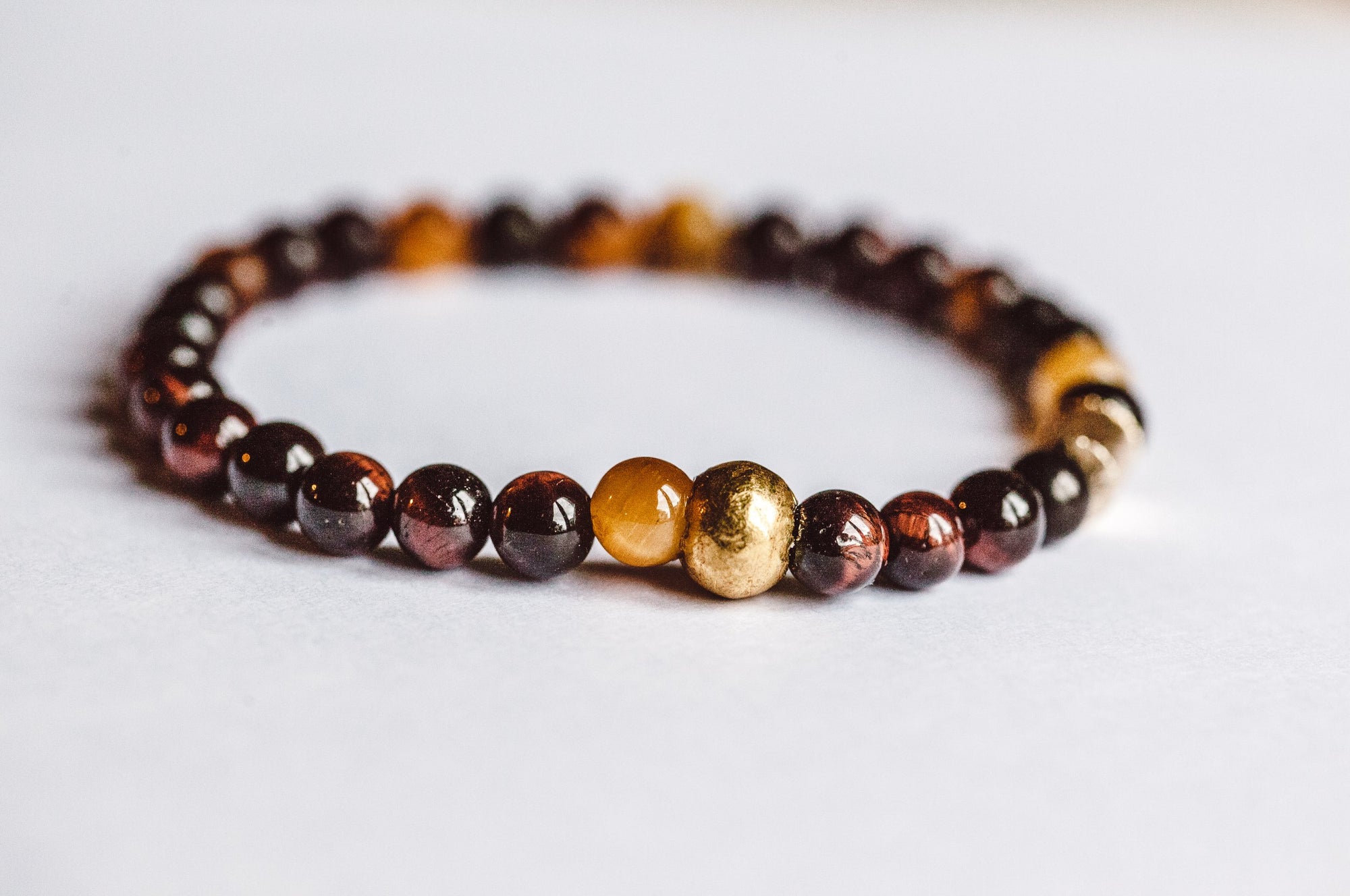 Live the Dream Bracelet with Brown, Red, and Golden Tiger Eye and Jet Crystals (unisex) LIVE-CU1