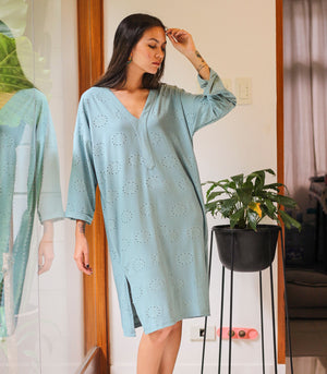 Strumica Eyelet Tunic (Muted Teal)