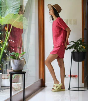 Florence Fling Alida Linen Top and Shorts Set        (Rose)