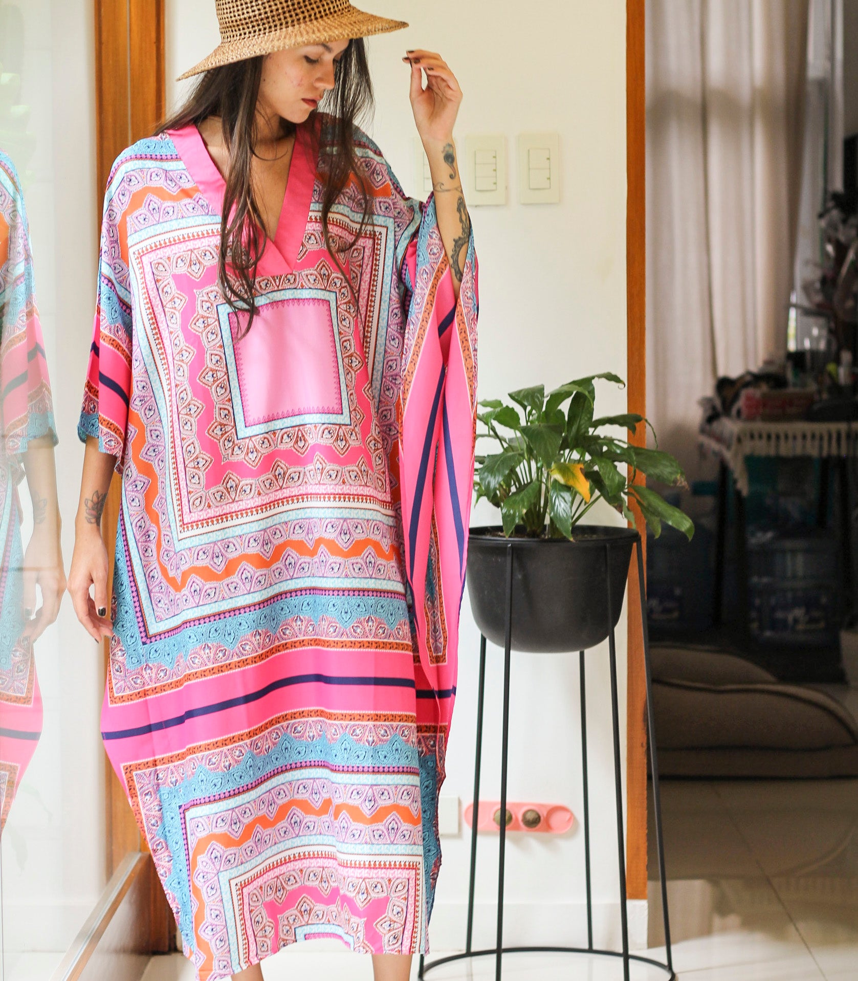Pehcevo Caftan with Contrast Piping