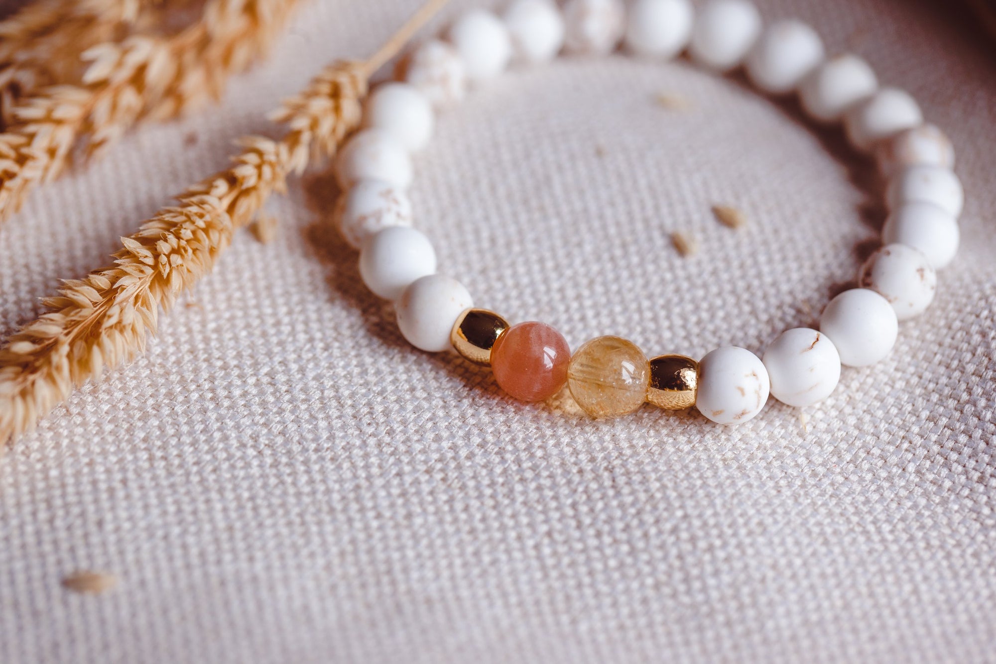 Self-Empowered Bracelet with Sunstone, Citrine and Magnesite (unisex) SEMP-AU1