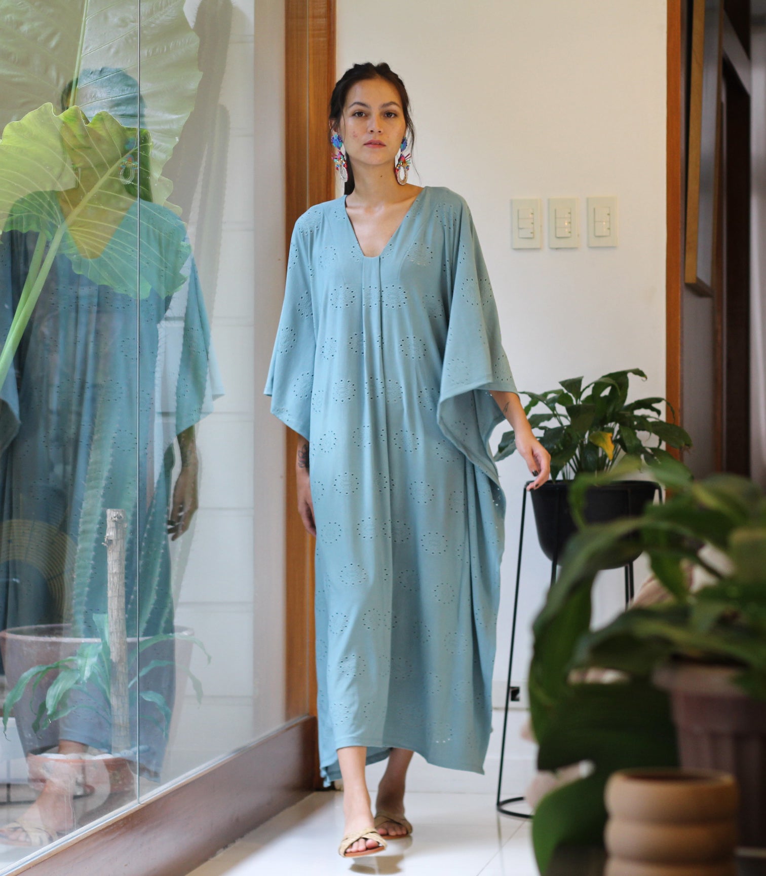 Krusevo Eyelet Caftan      (Muted Teal)