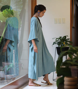 Krusevo Eyelet Caftan      (Muted Teal)