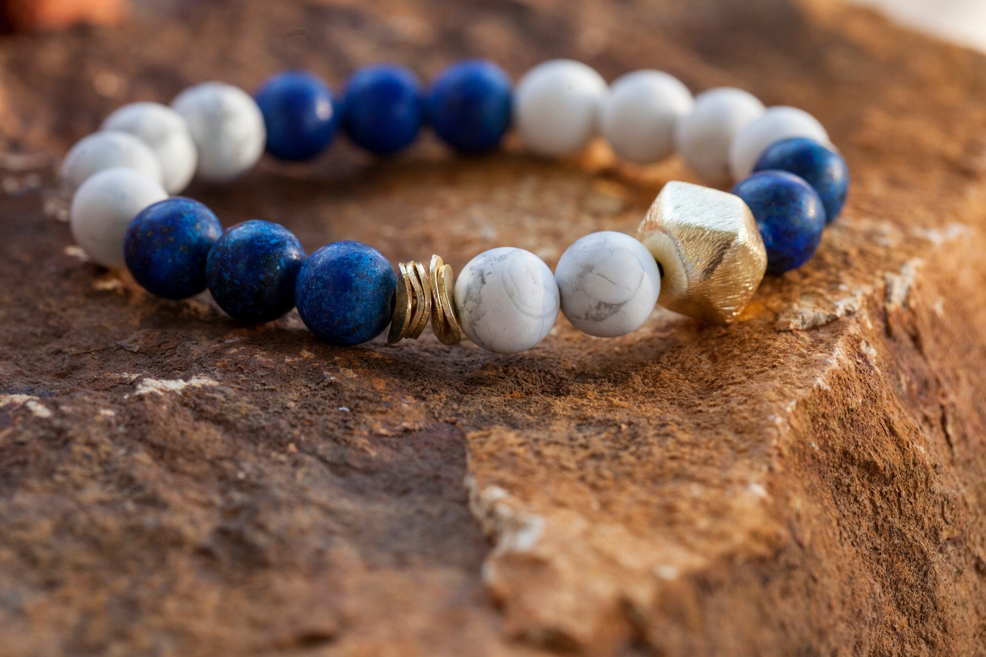 True Wisdom Bracelet with Lapiz Lazuli and Howlite *Jewels of the Nile* (for men) TWIS-AU1