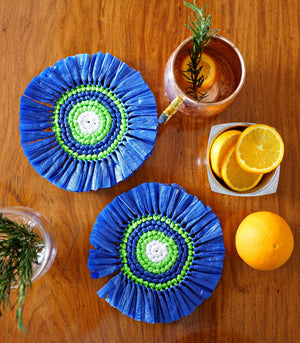 Glass Coasters - Pachuca Straw Coasters - Set Of 4