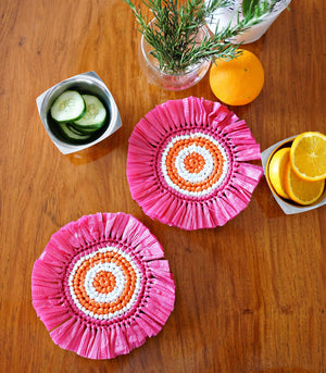 Glass Coasters - Pachuca Straw Coasters - Set Of 4