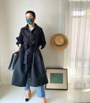 Trench-Style Protective Coat Set with Face Mask (Midnight)