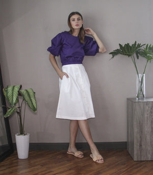 Skirt - Florence Fling Capri Button-Down Skirt (White)