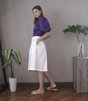 Skirt - Florence Fling Capri Button-Down Skirt (White)