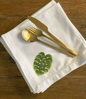 Table Napkins - Salveta Table Napkins Set Of 4 - Monstera