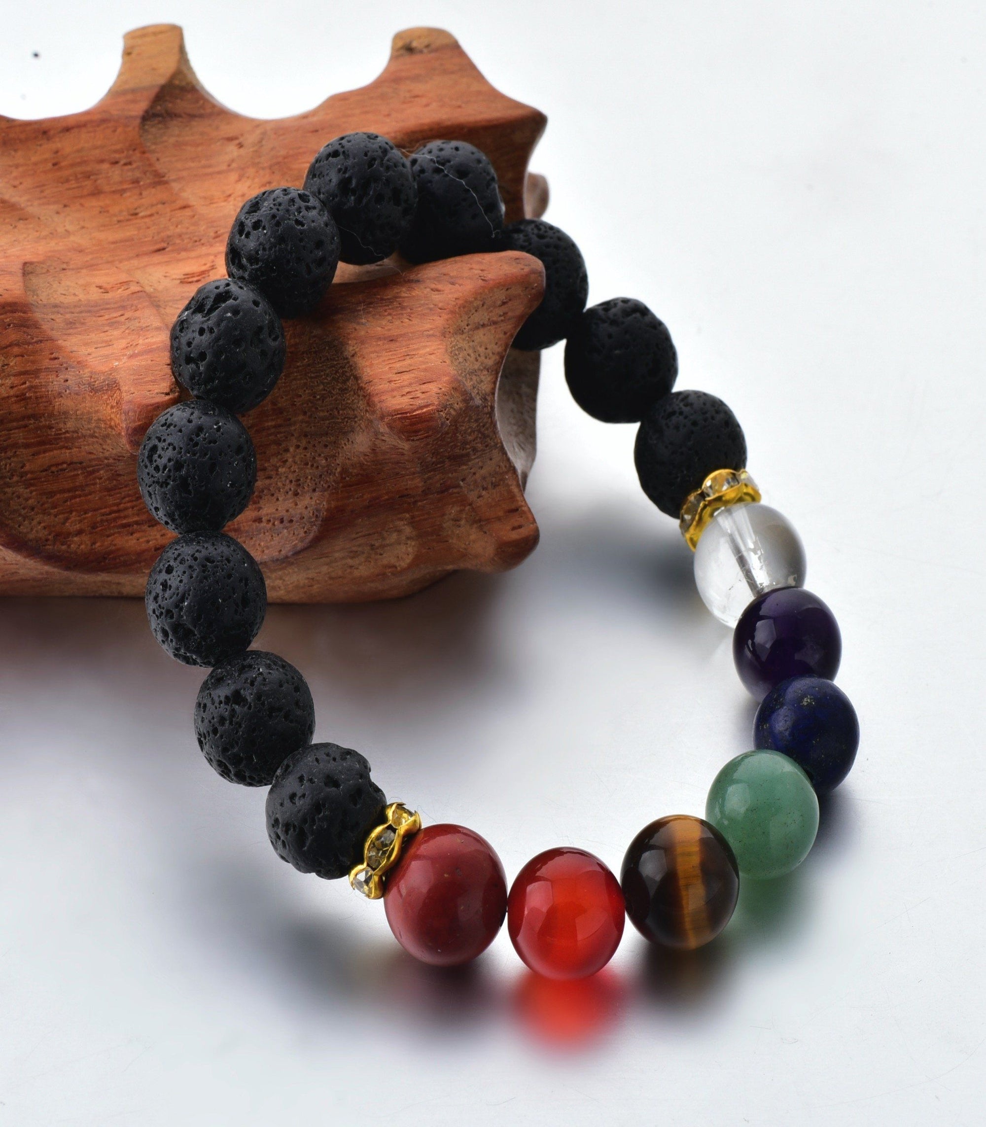 Soul Stone Diffuser Bracelet - Black 7 Chakra (2 sizes)