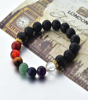 Soul Stone Diffuser Bracelet - Black 7 Chakra (2 sizes)