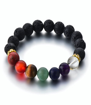 Soul Stone Diffuser Bracelet - Black 7 Chakra (2 sizes)