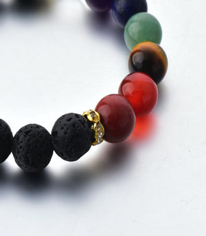 Soul Stone Diffuser Bracelet - Black 7 Chakra (2 sizes)