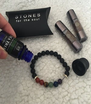 Soul Stone Diffuser Bracelet - Black 7 Chakra (2 sizes)