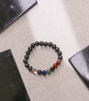 Soul Stone Diffuser Bracelet - Black 7 Chakra (2 sizes)