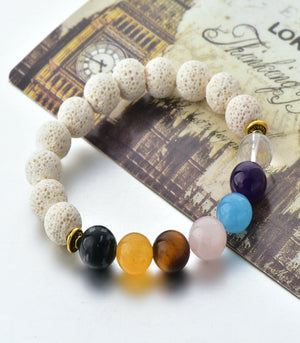 Soul Stone Diffuser Bracelet - White 7 Chakra (10mm)