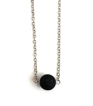 Soul Stone Diffuser Necklace - Lava Rock Silver